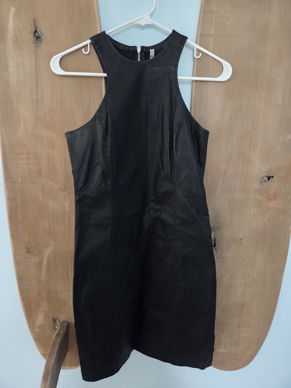 BB Dakota Black Faux-Leather Racerback Mini Dress